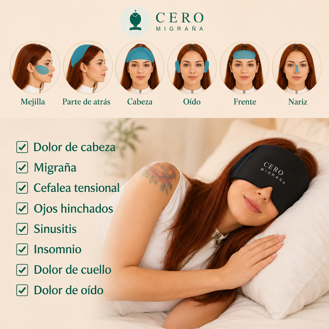 Gorro CeroMigraña + guía de control de migraña | Alivio inmediato